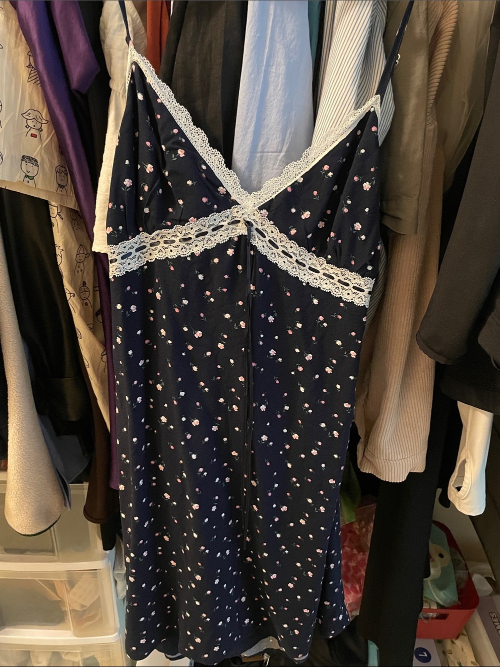 Hollister Floral Lace Trim Dress